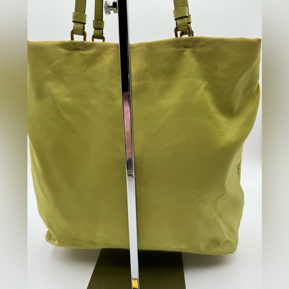 Prada - Authentic - Lime Green Canvas / Nylong Shoulder / Tote Bag - Picture 5 of 16